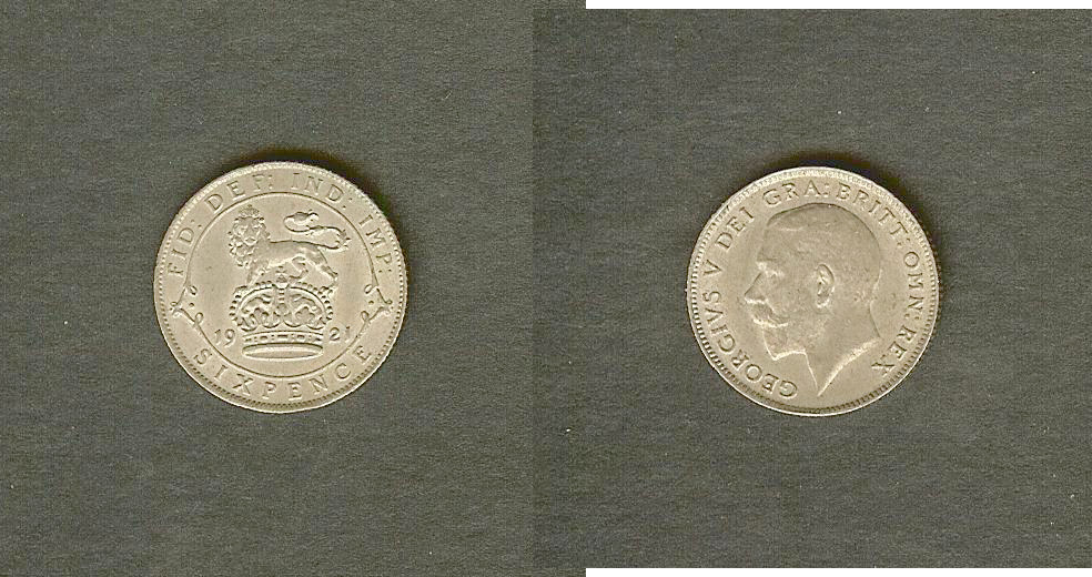 ROYAUME-UNI 6 Pence Georges V 1921 SPL